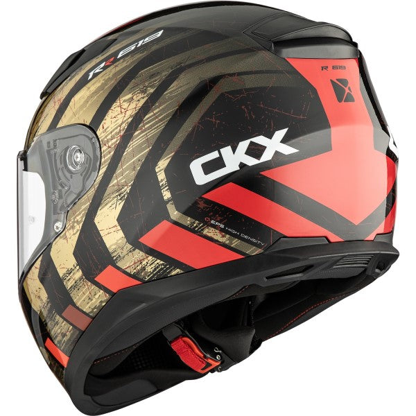 Casque Intégral de Moto RR619 Frontier Noir/Or incliné de dos