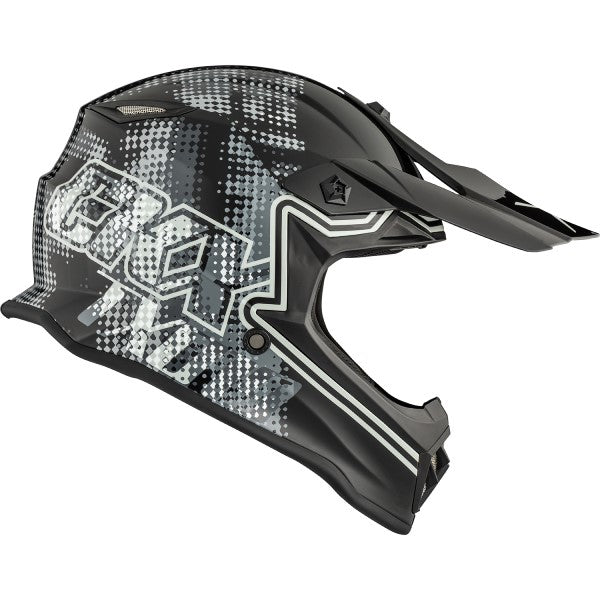 Casque de Motocross TX019Y Gleam Junior Noir/Gris de gauche