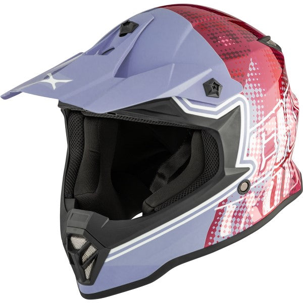 Casque de Motocross TX019Y Gleam Junior Mauve incliné de droite