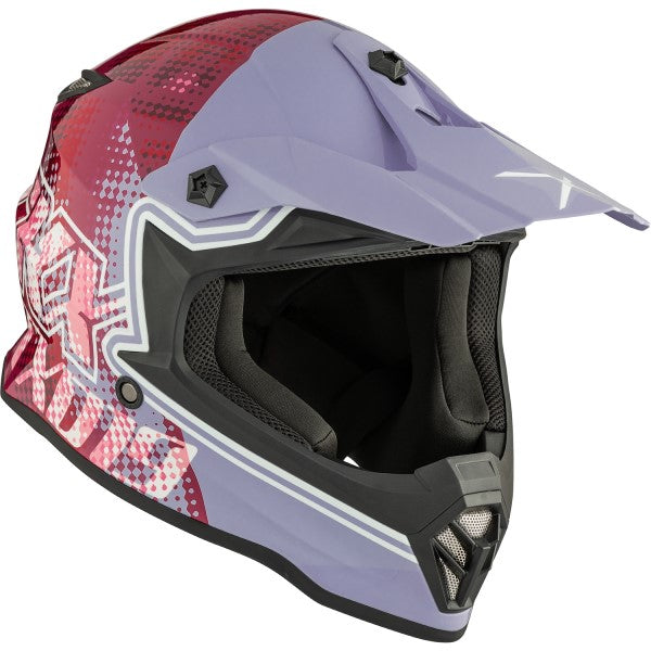 Casque de Motocross TX019Y Gleam Junior Mauve incliné de gauche