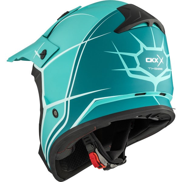 Casque de Motocross TX228 Energy Turquoise incliné de dos