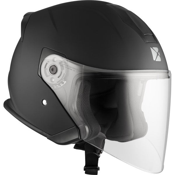 Casque Ouvert de Moto Razor RSV Solid Noir Mat incliné de gauche