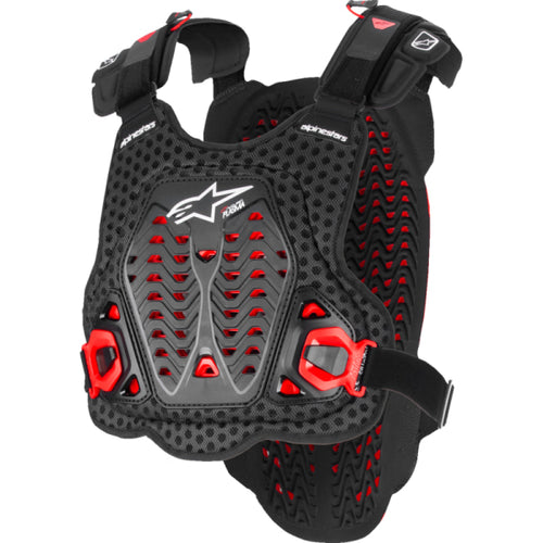 Plastron de Motocross A-5 Plasma Alpinestars noir blanc et rouge, de face