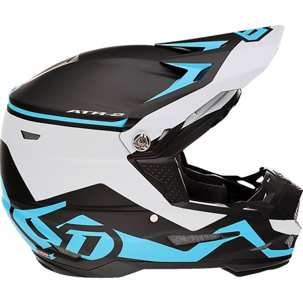 Casque de Motocross ATR-2 Drive Blanc/Bleu de gauche