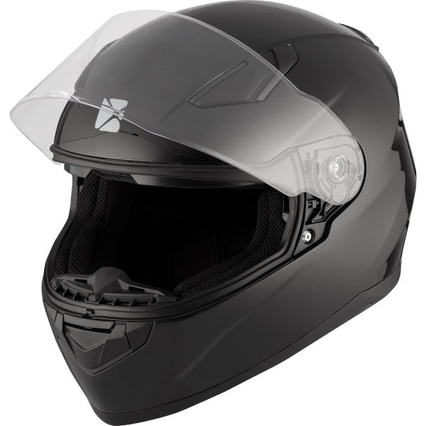 Casque Intégral de Moto RR619 Solid Noir Visière ouverte incliné de droite