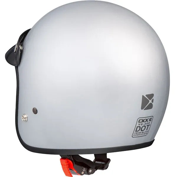 Casque Ouvert de Moto VG200 Solid Argent, de dos