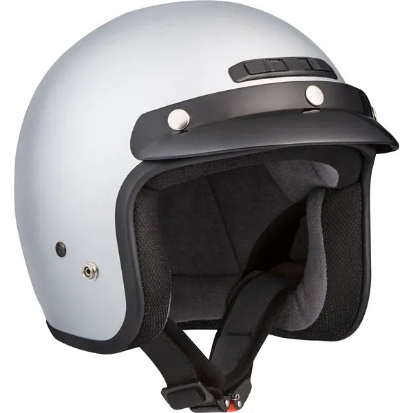 Casque Ouvert de Moto VG200 Solid Argent, de face