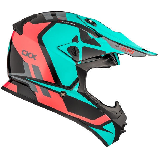 Casque de Motocross TX228 Backcountry Race Vert/Rose de gauche