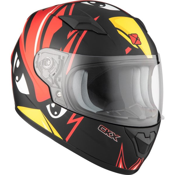 Casque Intégral de Motoneige RR519Y Raven Junior Rouge/Jaune incliné de face