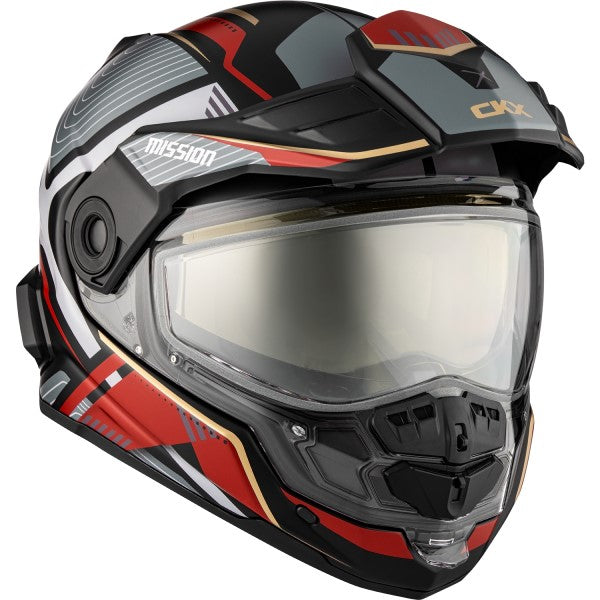 Casque Intégral de Motoneige Mission Verve Rouge/Gris incliné de gauche