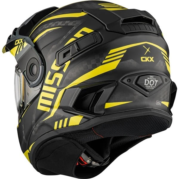 Casque Intégral de Motoneige Mission Code Carbone Jaune, Dos