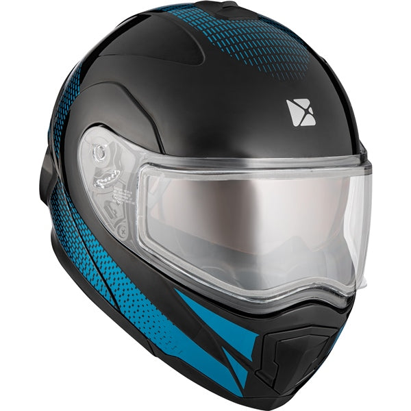 Casque Modulaire de Motoneige Tranz 1.5 AMS Cyber Bleu, de face