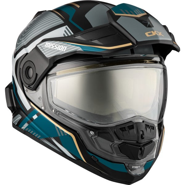 Casque Intégral de Motoneige Mission Verve Gris/Vert incliné de gauche