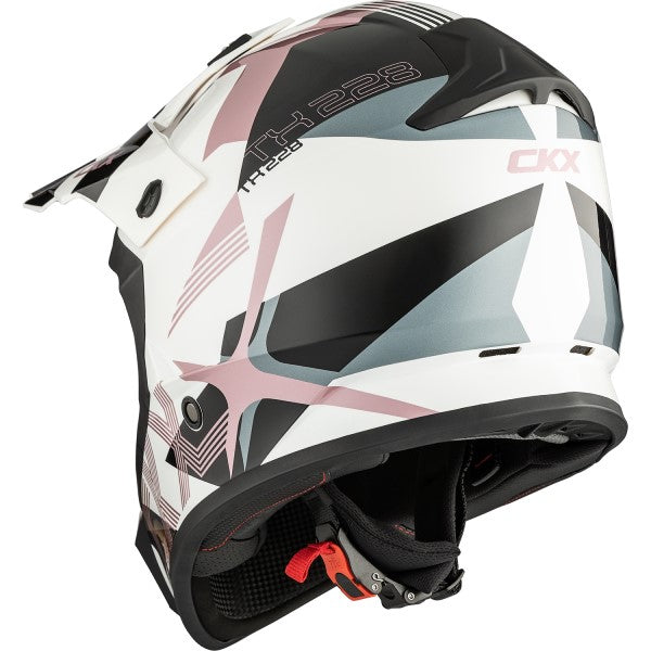 Casque Intégral Hors-Route TX228 Lord Blanc/Rose Derrière