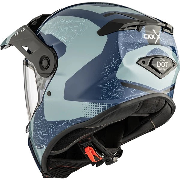 Casque Intégral de Moto Atlas Scorpio Bleu Lustré côté arrière