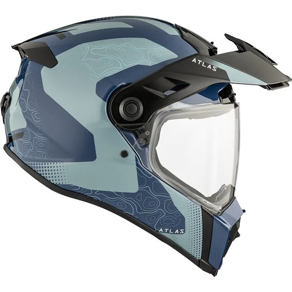 Casque Intégral de Moto Atlas Scorpio Bleu Lustré côté gauche