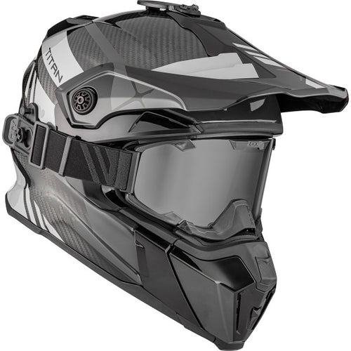 Casque de Snowcross Titan Original Carbone Argent incliné de gauche