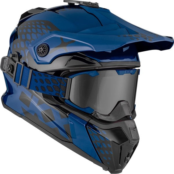 Casque de Snowcross Titan Original Bleu Foncé incliné de gauche