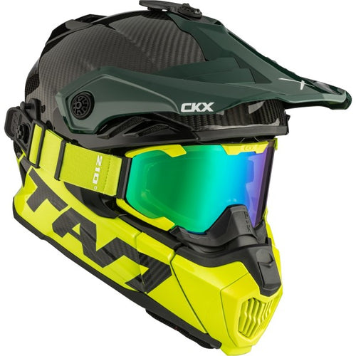 Casque de Snowcross Titan Original Carbone Stalwart Lime incliné de gauche