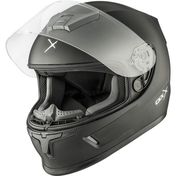 Casque Intégral de Moto RR24Y Solid Junior Noir Mat Visière ouverte incliné de gauche