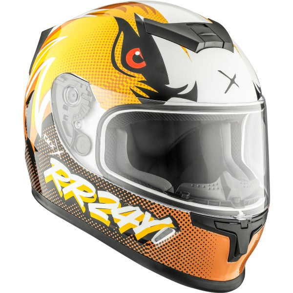 Casque Intégral de Moto RR24Y Hawk Junior Jaune/Orange incliné de gauche