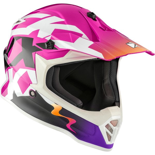 Casque de Motocross TX019Y Howl Junior Rose incliné de gauche