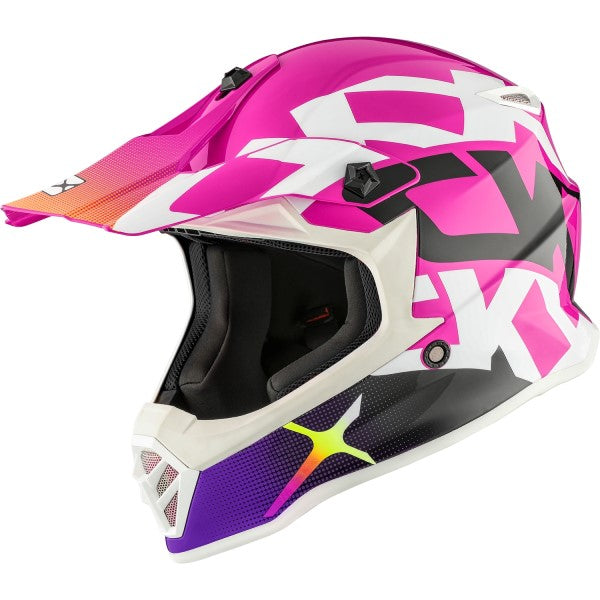Casque de Motocross TX019Y Howl Junior Rose incliné de droite