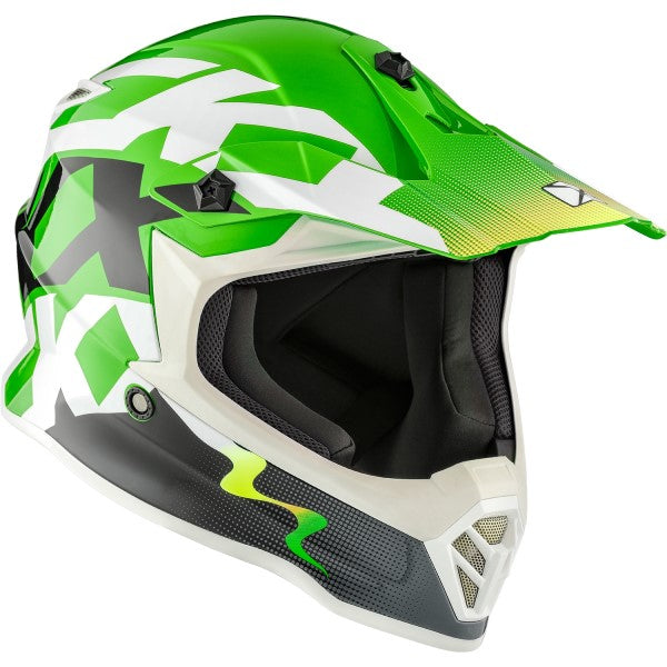 Casque de Motocross TX019Y Howl Junior Vert incliné de gauche