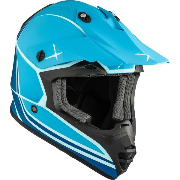 Casque de Motocross TX228 Energy Bleu incliné de face