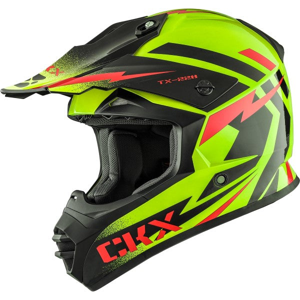 Casque de Motocross TX228 Bolt Jaune/Orange incliné de droite