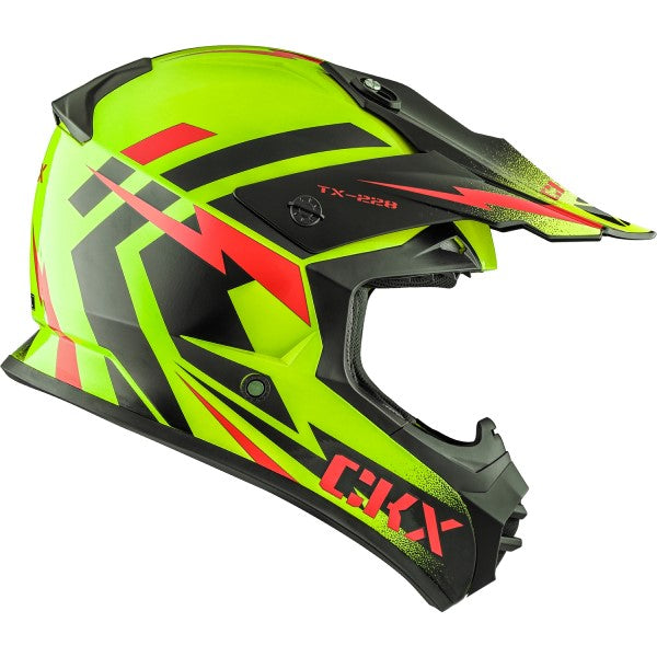 Casque de Motocross TX228 Bolt Jaune/Orange de gauche