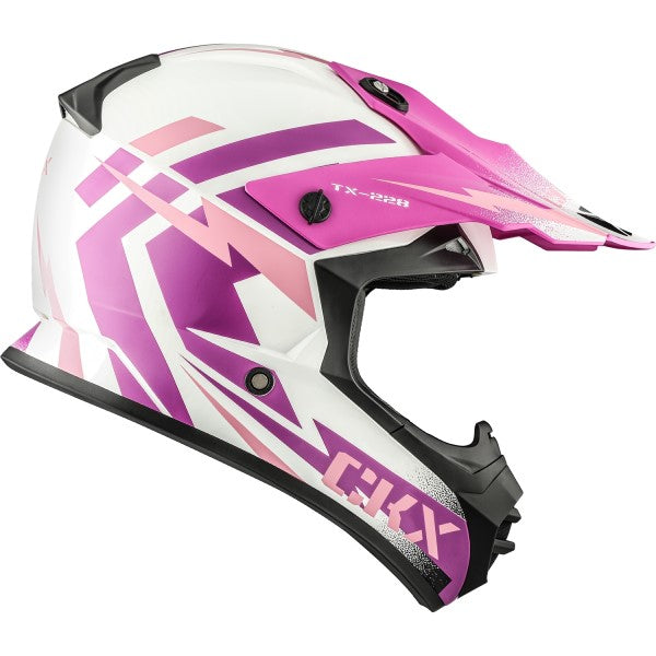 Casque de Motocross TX228 Bolt Blanc/Rose de gauche