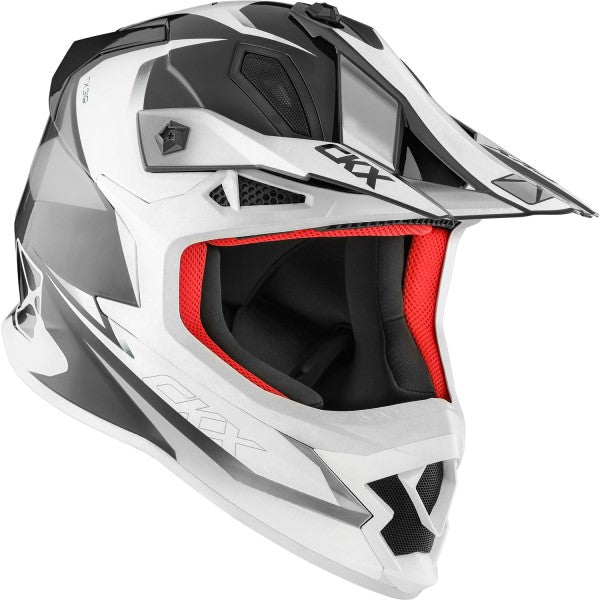 Casque de Motocross TX319 Skyway Blanc/Gris incliné de gauche