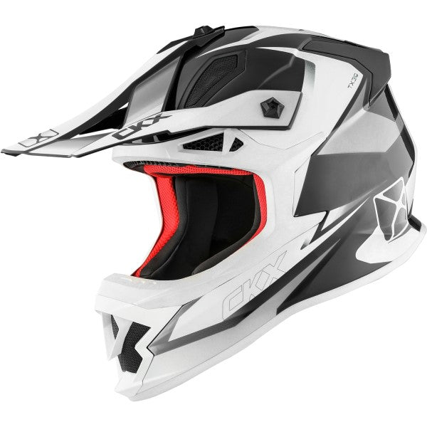 Casque de Motocross TX319 Skyway Blanc/Gris incliné de droite