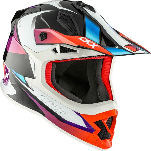 Casque de Motocross TX319 Skyway Blanc/Multicolore incliné de gauche