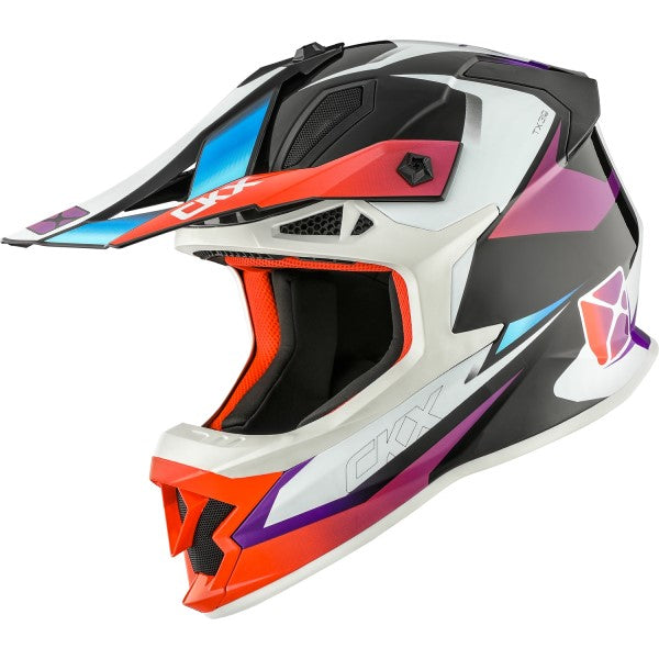Casque de Motocross TX319 Skyway Blanc/Multicolore incliné de droite