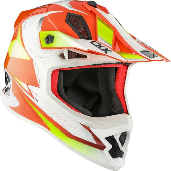 Casque de Motocross TX319 Skyway Blanc/Orange incliné de gauche