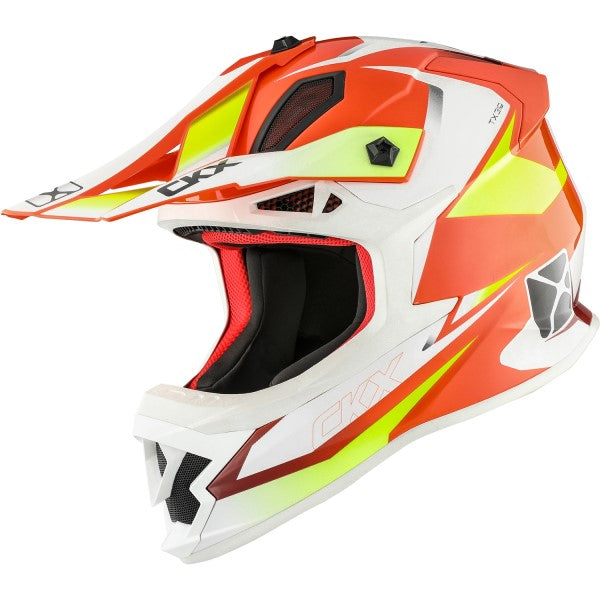 Casque de Motocross TX319 Skyway Blanc/Orange incliné de droite