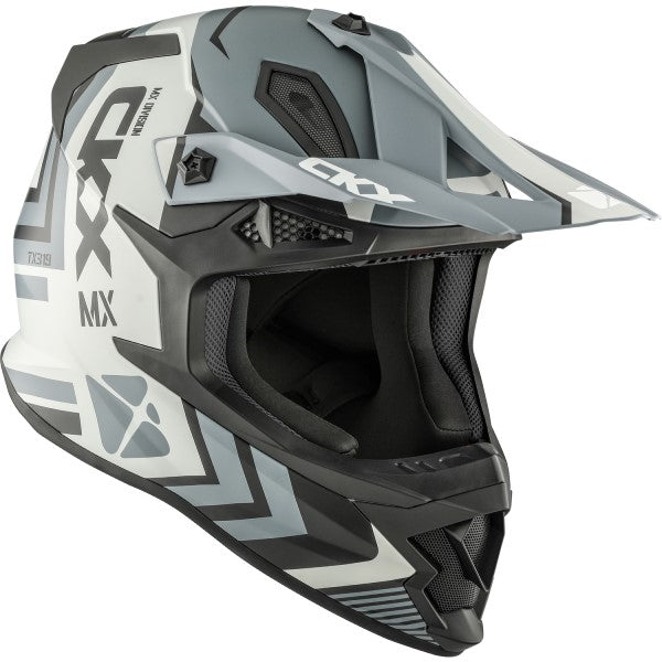 Casque de Motocross TX319 Arrow Gris/Blanc incliné de gauche