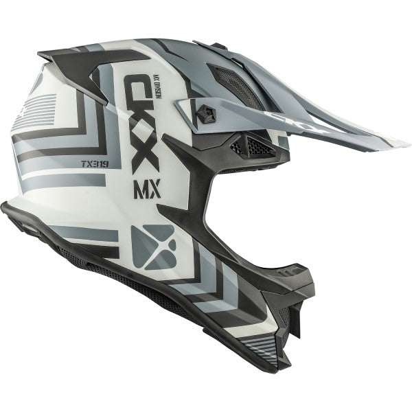 Casque de Motocross TX319 Arrow Gris/Blanc de gauche