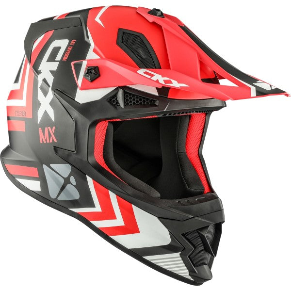 Casque de Motocross TX319 Arrow Rouge/Noir incliné de gauche