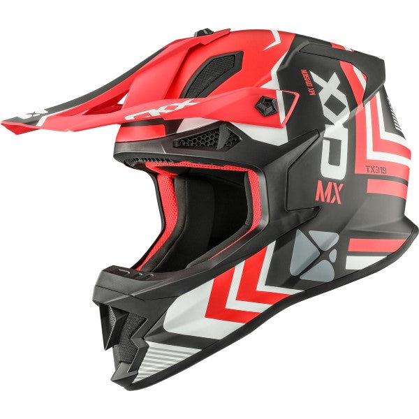 Casque de Motocross TX319 Arrow Rouge/Noir incliné de droite