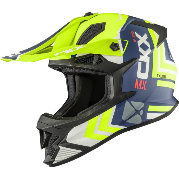 Casque de Motocross TX319 Arrow Haute-Visibilité incliné de droite