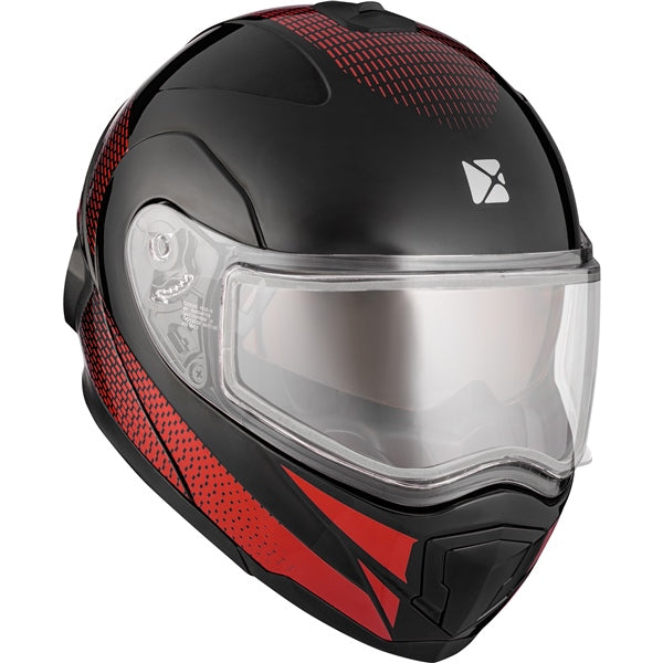 Casque Modulaire de Motoneige Tranz 1.5 AMS Cyber Rouge, de face