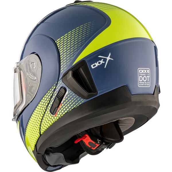 Casque Modulaire de Motoneige Tranz 1.5 AMS Cyber Bleu Jaune, Dos