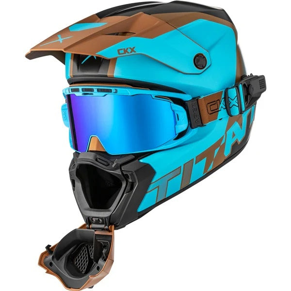 Casque Titan AMS Nunavut - Lunettes Apex Incluse Bleu, côté gauche