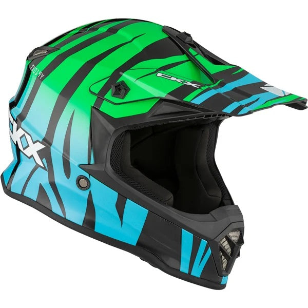Casque TX019Y Zoo Junior Bleu Vert, côté droit