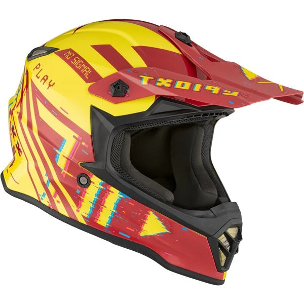 Casque TX019Y Error Junior Rouge/Jaune, incliné de face