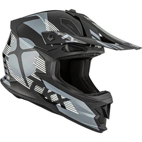 Casque de Motocross TX019Y Galactic Junior Gris, côté droit