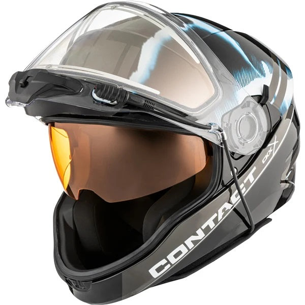 Casque Intégral de Motoneige Contact Onyx Noir incliné de face visière double électrique